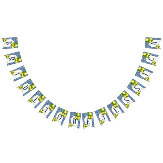 Amalfi-blaue Fliesen Zitronen Braun zu 7 Buchstabe Wimpelkette (Alle)