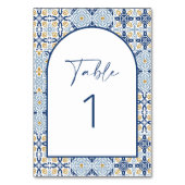Amalfi Blaue und Gelbe Fliese Tischnummer (Rückseite)