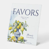 Amalfi Blaue Vase Zitronen bevorzugen Zeichen Sockelschild (Vorderseite)