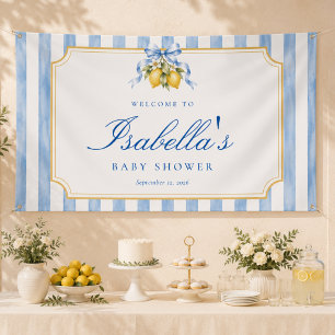 Amalfi Blaues Schleifen-Zitrus-Limonen-Baby-Shower Banner