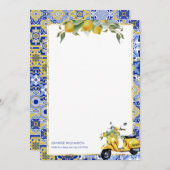 Amalfi Blue Tile Italian Scooter Lemons Notecard Einladung (Vorne/Hinten)