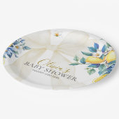 Amalfi Citrus Tile Lemon Mediterranean Baby Shower Pappteller (Schrägansicht)