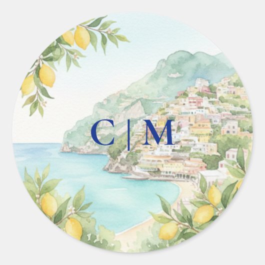 Amalfi Coast Amore Italy Wedding Runder Aufkleber (Vorderseite)