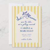 Amalfi Coast Amore Lemon Stripe Wedding Save The Date (Vorderseite)