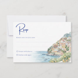 Amalfi Coast Amore | Watercolor Seaside Wedding RSVP Karte