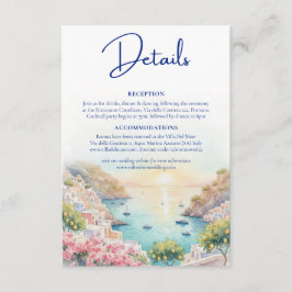 Amalfi Coast Amore Watercolor Wedding Details Begleitkarte
