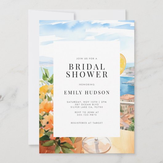 Amalfi Coast Aperol Spritz Brautparty Einladung (Vorderseite)