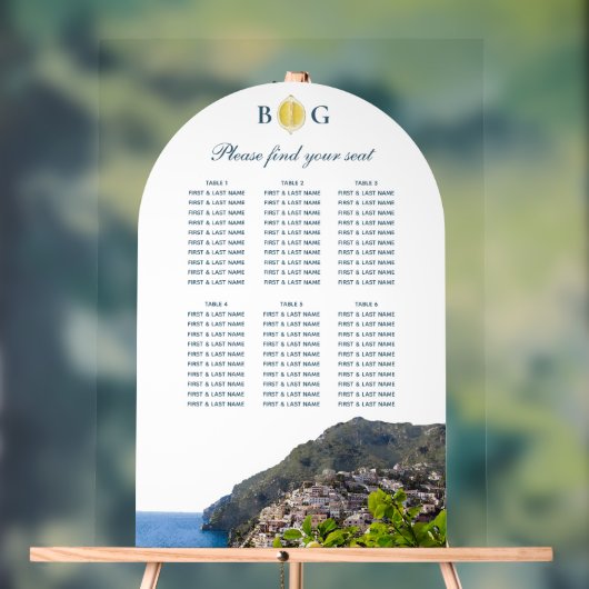 Amalfi Coast Arch Italy Wedding Seating Chart Acrylschild (Neutral)