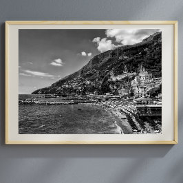Amalfi Coast Black and Fotografy Poster