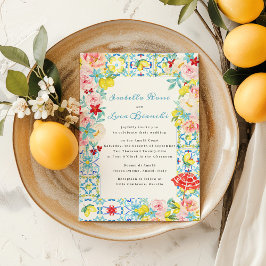 Amalfi Coast Blue Fliesen Italienische Hochzeit Einladung