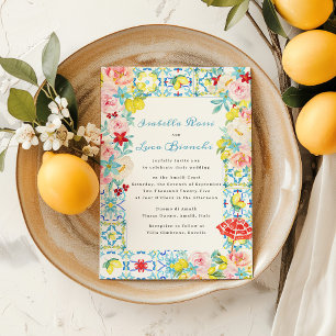 Amalfi Coast Blue Fliesen Italienische Hochzeit Einladung