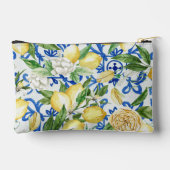 Amalfi Coast Blue Tile Lemon Personalisiert Zubehörtasche (Rückseite)