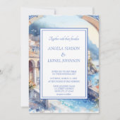 Amalfi Coast Blue Tiles Italien Personalisiertes F Einladung (Vorderseite)