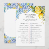 Amalfi Coast Bridal Shower Would She Rather Game Einladung (Vorne/Hinten)