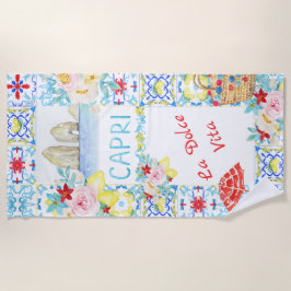 Amalfi Coast Capri Blue Tiles Wedding Strandtuch