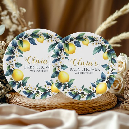 Amalfi Coast Ciao Baby Paper Plates | Lemon Wreath Pappteller