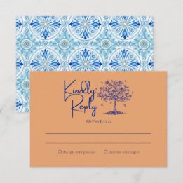 Amalfi Coast Citrus Orange Wedding RSVP Karte