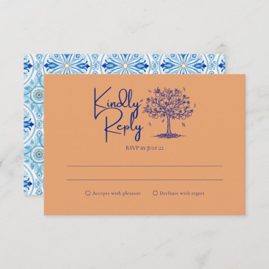 Amalfi Coast Citrus Orange Wedding RSVP Karte (Vorne/Hinten)