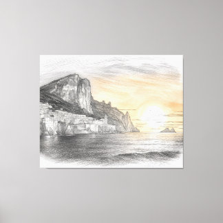 Amalfi coast cliffside village sunset drawing leinwanddruck