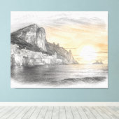 Amalfi coast cliffside village sunset drawing leinwanddruck (Insitu (Holzboden))