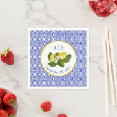 Amalfi Coast I Italian Lemon & Blue Tile Mongram Serviette (Beispiel)