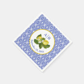Amalfi Coast I Italian Lemon & Blue Tile Mongram Serviette (Ecke)