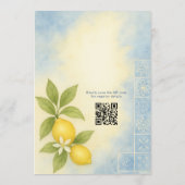 Amalfi Coast Italian Lemon QR Code Bridal Shower Einladung (Rückseite)