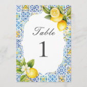 Amalfi Coast Italian Lemon Table Numbers Einladung (Rückseite)