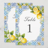 Amalfi Coast Italian Lemon Table Numbers Einladung (Vorne/Hinten)