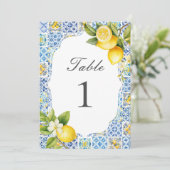 Amalfi Coast Italian Lemon Table Numbers Einladung (Stehend Vorderseite)