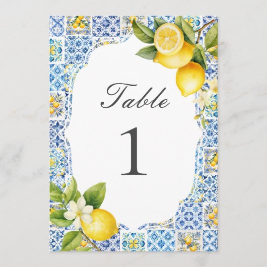 Amalfi Coast Italian Lemon Table Numbers Einladung (Vorderseite)