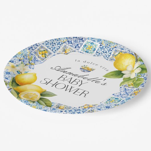 Amalfi Coast Italienische Dusche Tisch Decke Pappteller (Schrägansicht)