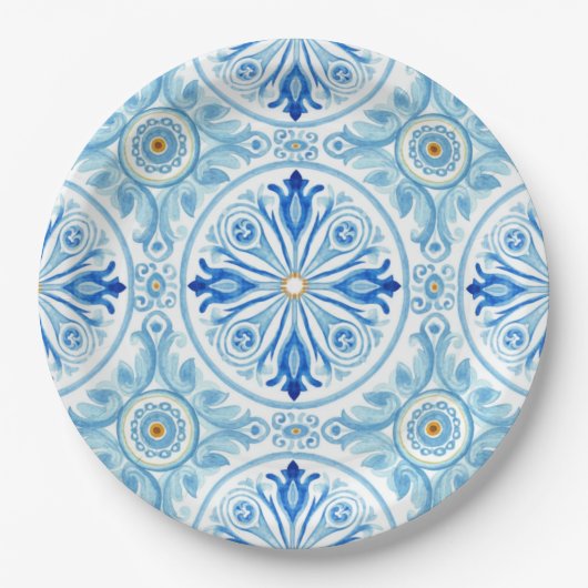 Amalfi Coast Italy Mediterranean Tile Wedding Pappteller (Vorderseite)