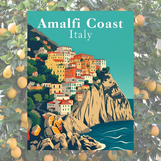 Amalfi Coast Italy Retro Iconic Positano View Postkarte