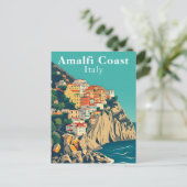 Amalfi Coast Italy Retro Iconic Positano View Postkarte (Stehend Vorderseite)
