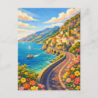 Amalfi Coast Italy Riviera Vintage Travel Postkarte
