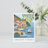 Amalfi Coast Italy Travel Illustration Postkarte (Stehend Vorderseite)