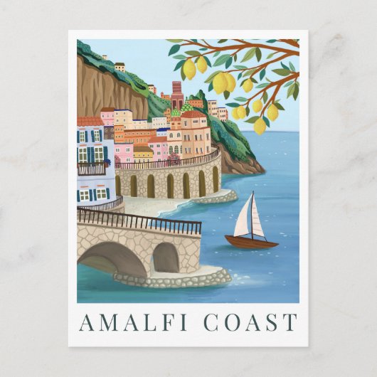 Amalfi Coast Italy Travel Illustration Postkarte (Vorderseite)
