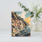 Amalfi Coast Italy Vintage Travel Postkarte (Stehend Vorderseite)