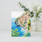 Amalfi Coast Italy Watercolor Italian Coastal Postkarte (Stehend Vorderseite)