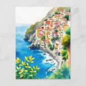 Amalfi Coast Italy Watercolor Italian Coastal Postkarte (Vorderseite)