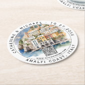 Amalfi Coast Italy Wedding Save the Date QR Code Runder Pappuntersetzer (Angewinkelt)