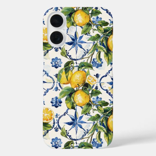 Amalfi Coast Lemon and Tiles Pattern Case-Mate iPhone Hülle (Rückseite)