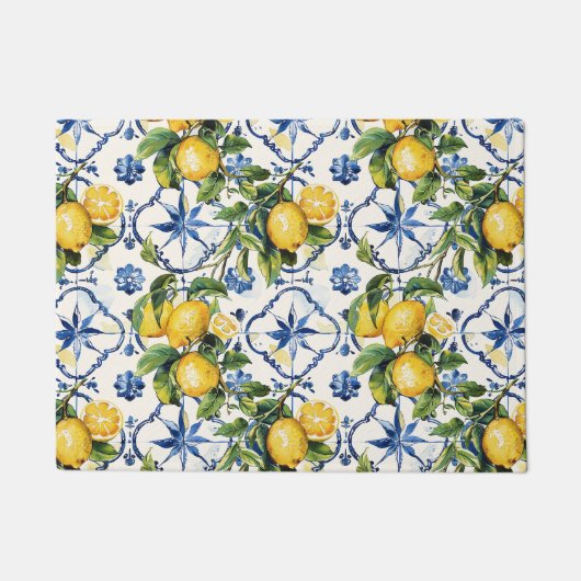 Amalfi Coast Lemon and Tiles Pattern Fußmatte (Vorderseite)
