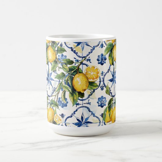Amalfi Coast Lemon and Tiles Pattern Kaffeetasse (Mittel)