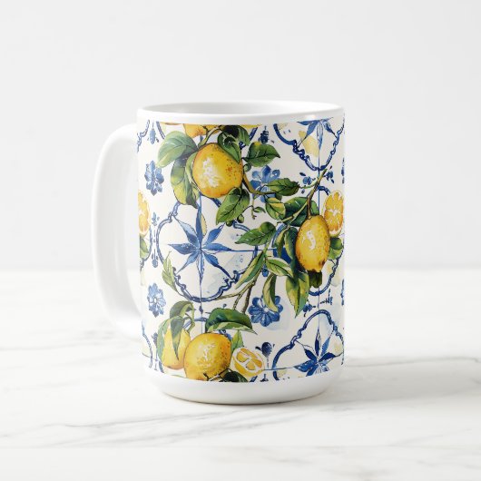 Amalfi Coast Lemon and Tiles Pattern Kaffeetasse (Vorderseite Links)