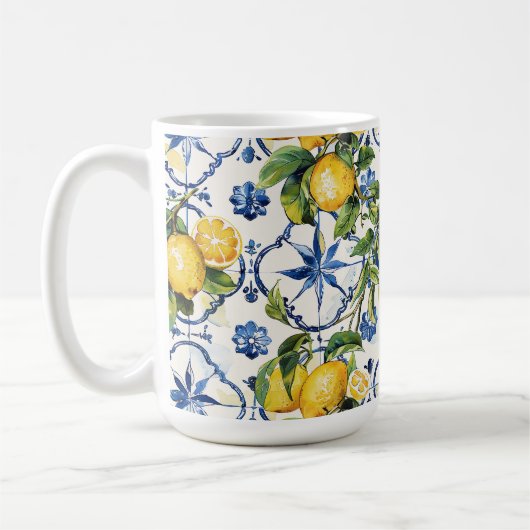 Amalfi Coast Lemon and Tiles Pattern Kaffeetasse (Links)