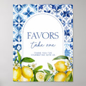 Amalfi Coast Lemon Baby Shower Favors Sign Poster (Vorne)