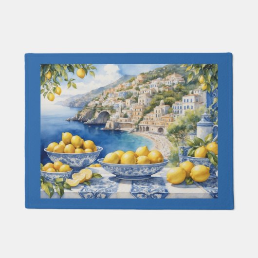 Amalfi Coast Lemon Blue Italien Fußmatte (Vorderseite)