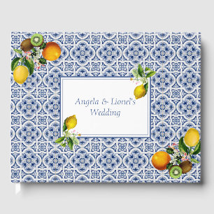 Amalfi Coast Lemon Blue Tiles Italien Hochzeit Gästebuch